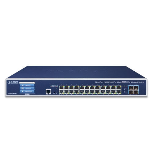 GS-5220-24T4XV L2+ 24-Port 10/100/1000T + 4-Port 10G SFP+ Managed Switch with LCD touch screen - -