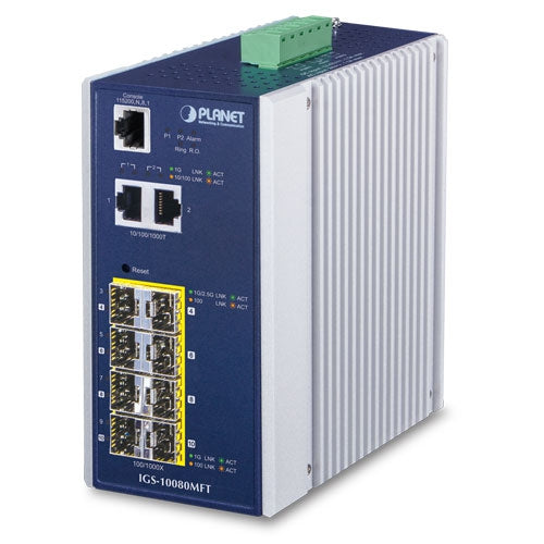 IGS-10080MFT Industrial 6-Port 100/1000X SFP + 2-Port 1G/2.5G SFP + 2-Port 10/100/1000T Managed Switch