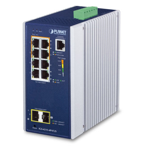 IGS-4215-4P4T2S Industrial 4-Port 10/100/1000T 802.3at PoE + 4-Port 10/100/1000T + 2-Port 100/1000X SFP Managed Switch