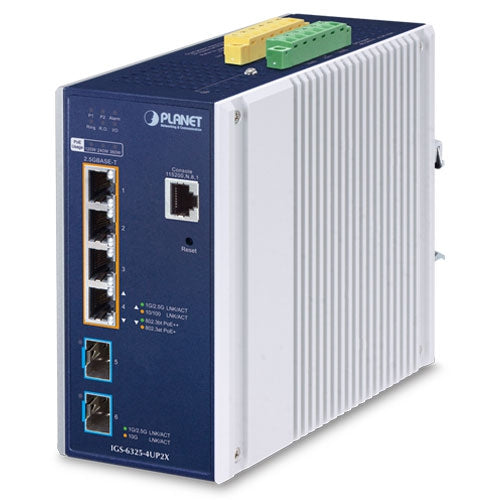 IGS-6325-4UP2X Industrial L3 4-Port 2.5GBASE-T 802.3bt PoE + 2-Port 10G SFP+ Managed Ethernet Switch Planet