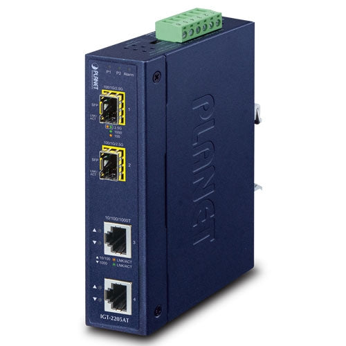 IGT-2205AT IP30 Industrial 2-port 10/100/1000T to 2-port 100/1000/2500X SFP Media Converter - -