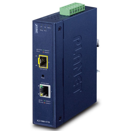 IGT-900-1T1S Industrial 1-Port 10/100/1000T + 1-Port 100/1000/2500X SFP Managed Media Converter -