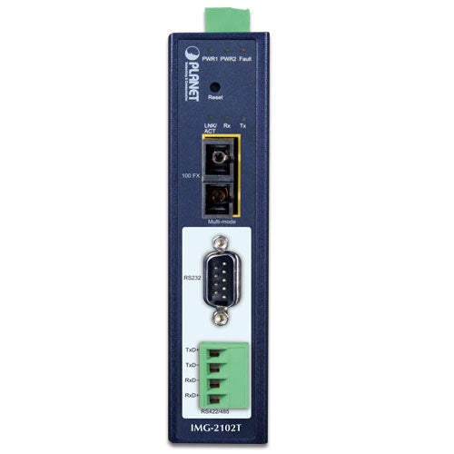 IMG-2102T Industrial 1-port RS232/422/485 Modbus Gateway with 1-Port 100BASE-FX SFP -