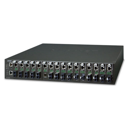 MC-1610MR48 16-Slot Managed Media Converter Chassis with Redundant Power Supply System - -