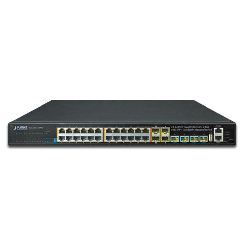 SGS-6341-24P4X Layer 3 24-Port 10/100/1000T 802.3at PoE + 4-Port 10G SFP+ Stackable Managed Switch - -