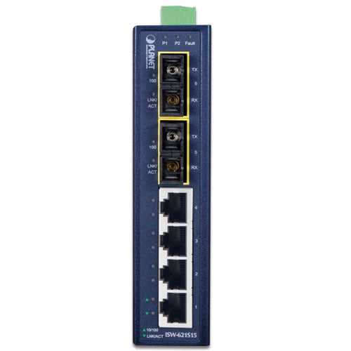 ISW-621S15 4+2 100FX Port Single-mode Industrial Ethernet Switch - 15km - -