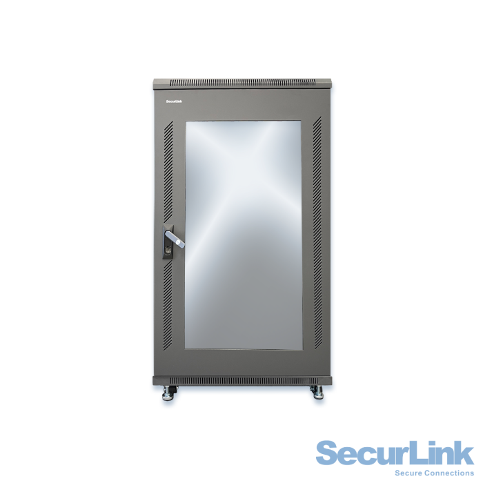 CBN-WS-22U60  22U wall-mounted/enclosed floor cabinet with glass door.