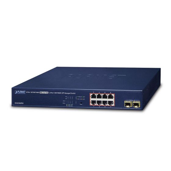 GS-4210-8P2S(V3) - Planet  IPv4/IPv6, 8-Port Managed 802.3at POE+ Gigabit Ethernet Switch  + 2-Port 100/1000X SFP
